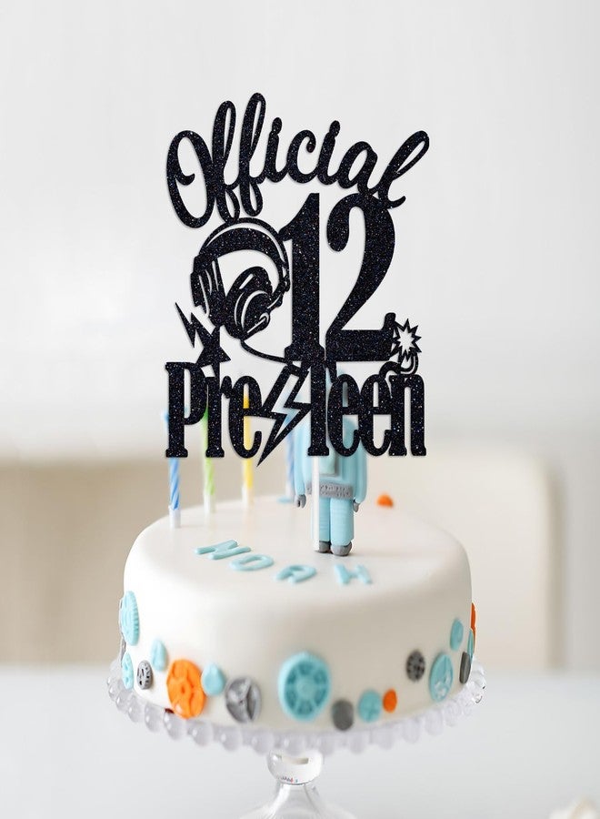 Confetti! Cheerful 12! Official Pre-teen Birthday Cake Topper - Dazzling Black Glitter Decor for 12th Birthday Parties, Perfect Party Supplies for Boys & Girls - Image 3
